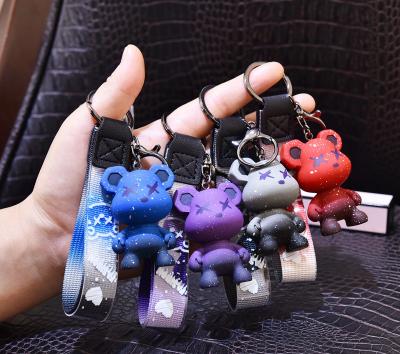 China Metal Key Chain Gift Newly Send Promotional Cute Cartoon PVC Resin 3D Korean Bear Customized Key Chain Flowers Fast Shipping Plastic Key Chain Gifts for sale