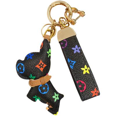 China Environmental Friendly Cartoon E-72 PU Leather Cute Funny Key Chain Bulldog Ornament Key Chain Pendant for sale