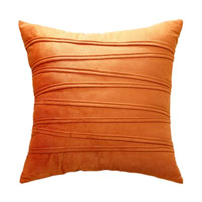 China Wholesale Style E-329 Pillow Sofa Bed Car Stripe Square Velvet Pillow Backrest Anti-static Nordic Home Decoration Pillow Case for sale