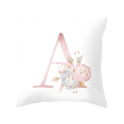 China Solid Anti-static Cover Sofa Pillow Case Peach Skin Cushion Cover European and American Single English Letter 26 Pillow Case for sale