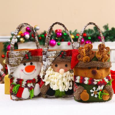 China Fabirc New Arrive Christmas Gift Bag Candy Bag Santa Elk Fabric Tote Christmas Gift Bag for sale