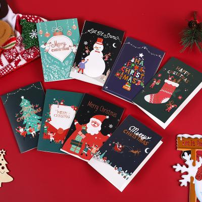 China 8pcs/Set Europe Merry Christmas Greeting Cards With Envelopes Holidays Snowy Santa Paper Card For Christmas for sale