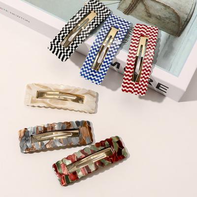 China Fashion New Europe America make up bangs hair clip for women barrette acetate material snap hair clip for sale