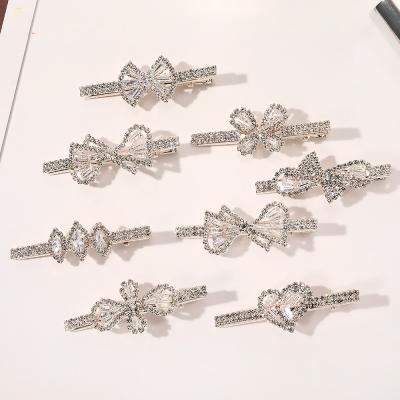 China Diamond Hair Clip Hairgrip For Girls Alloy Rhinestone Luxury Rhinestone Bridal Full Hair Clip for sale