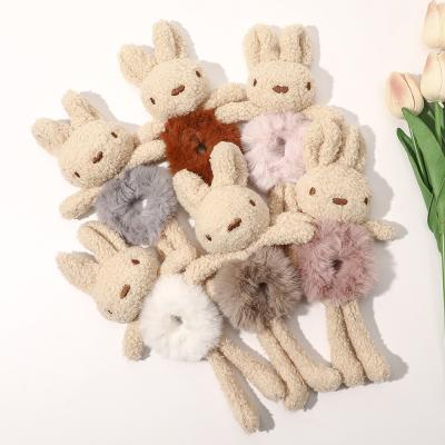 China 2021 Ins winter hair tires scrunchies cute plush girls scrunchies hair elastic fashion rabbit fur hair scrunchies wholesale for sale