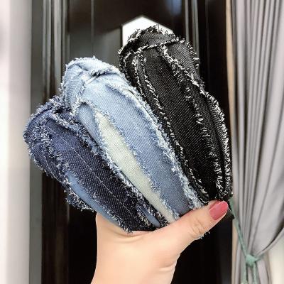 China Wholesale Hot Selling Retro Europe America Retro Fashion Women Hair Accessories Knot Denim Top Headband for sale