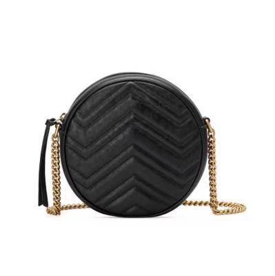 China 1:1 Original Lady Round Bag Funny Women's Logo Women Shoulder Handbag Small Crossbody Bags For Women Leather Retro Chain for sale