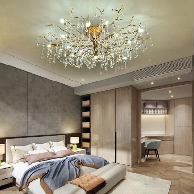 China Modern Brass Ceiling Chandelier Living Room Bedroom Villa Hotel Bedroom Copper Chandelier LED Hanging Light for sale