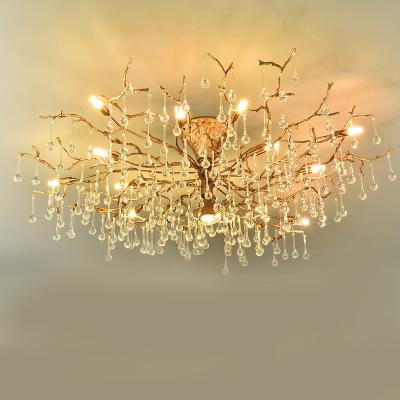 China Modern Chandelier On The Ceiling Design Living Room Bedroom Villa Hotel Bedroom Modern LED Crystal Chandelier On The Brass Ceiling for sale