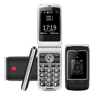 China Dual SIM Card Cell Phone Maker 2.8 Inch Dual Display 4g Flip Network Flip Phone Unlocked With Big Button for sale