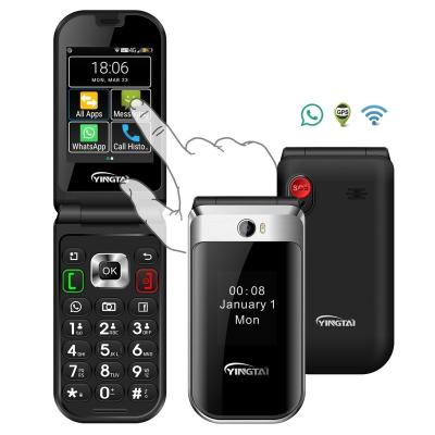 China Dual SIM Card 4g flip phone opened top SOS button elder with type c 4G lte cell phones touch screen sim keypad dual for sale