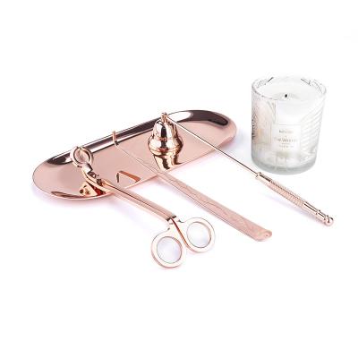 China Amazon Cut Sells High End Stainless Steel Mounted Gold Candle Wick Trimmer Set for sale