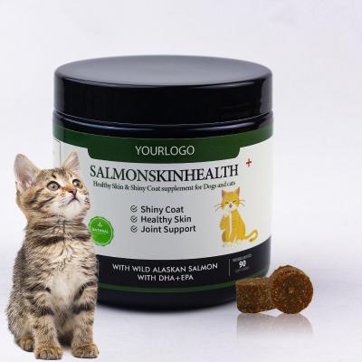 China Viable Wholesale Pet Salmon Oil Skin & Soft Coat Chews Omega-3 6 9 VE VA Pet Nutrition Supplements for sale