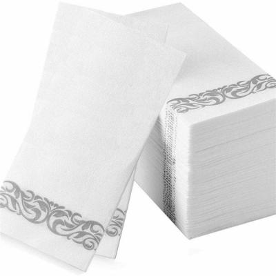 China White cloth like dinner napkins with built-in flatware pocket for sale