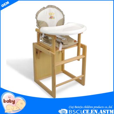 China Multifunctional wooden highchair the best-selling mutilfunction baby wooden highchair for sale