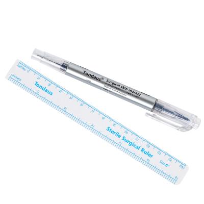 China Waterproof Permanent Makeup Accessories Double Head Skin Marker Pen Waterproof Skin Marker Pen for sale