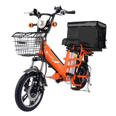 China Carbon steel electric bike for delivery 16 inch 350w/48v double wheel 12ah+12ah lithium batteries motor brushless delivery electric cargo ebike e bike for sale