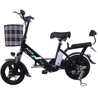 China 14 Inch Carbon Steel Frame 48v12ah Lithium Battery 48v350w Motor Brushless Adult City High Carbon Steel ebike Electric Bike for sale