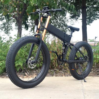 China Aluminum alloy full suspension 14ah/48V wheel lithium battery 750W/1000W/48v electric folding bicycle big fork 26