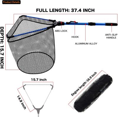 China Monofilament Fishing Net Telescopic Collapsible Foldable Landing Fish Net Durable Rubber Material Mesh for sale