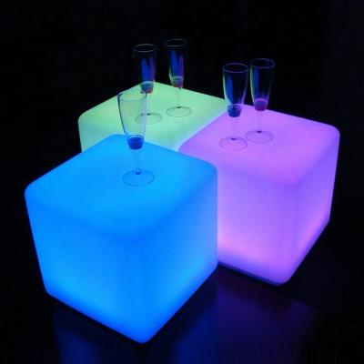 China Modern PE plastic rechargeable 16 color change led cube light stool cube table and cube seating chair for sale