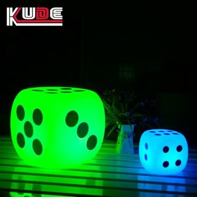 China 8 Inch LED Glowing Dice Modern Plastic Dice Decoration Led Cube Stool Furniture Light Dice for sale