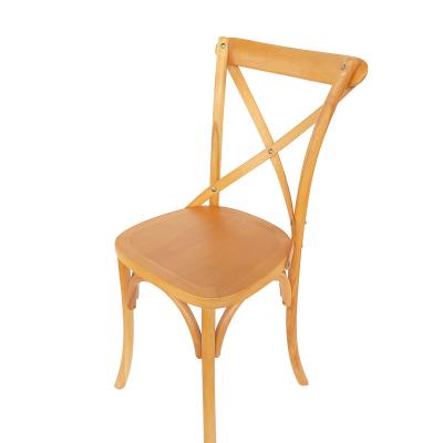 China Wholesale Wooden Crossback Wedding Convertible Banquet Dining Cafe Chair Oak Hotel Dining Chair Wood Lounge Chair for sale