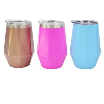 China 350ml/12oz Viable Shiny Diamond Cup Tumbler Stainless Steel 304 Wine Cup Lid Vacuum Beer Coffee Mug Travel Bottle Imperial BPA FREE for sale