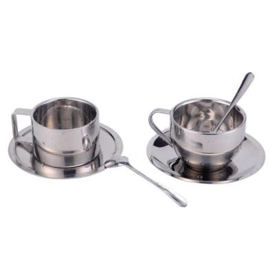 China Sustainable Wholesale 200ML Milk Mug With Spoon Double Wall 304 Stainless Steel Coffee Mug Set Coffee Mug for sale