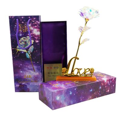 China 2021 Luxury Fashion 24K Rose Glow Star Sky Crystal Rose Gold Foil Rose Mom Christmas Teacher's Day Gift Box for sale