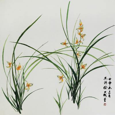 China Chinese Orchid Wall Painting Abstract Painting With Stretcher For Home Decor for sale