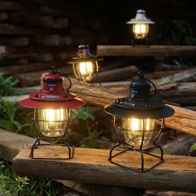 China Retro Small Outdoor Camping Light LED Hand Lamp Lantern Camp Decor Atmosphere Outdoor Chandelier for sale