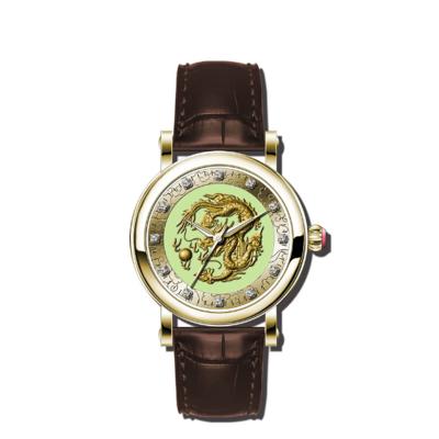 China Water Resistant Personality Dragon Dial Band Stainless Steel Quartz Genuine Leather Luxury Wrist Watch for sale