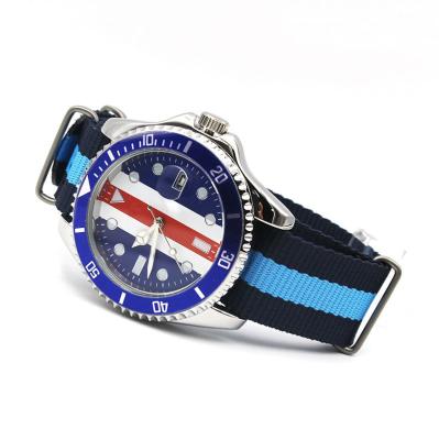 China Custom Logo Auto Date Wristwatch For Men Alloy Case Nylon Strap 3ATM Date Luminous Dial Watches Mens Wrist for sale