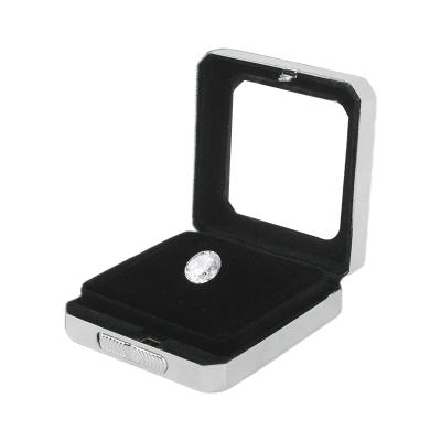 China GemTrue Metal Jewelry Gem Display Box Diamond Collection Box With Reversible Black And White Cushion for sale