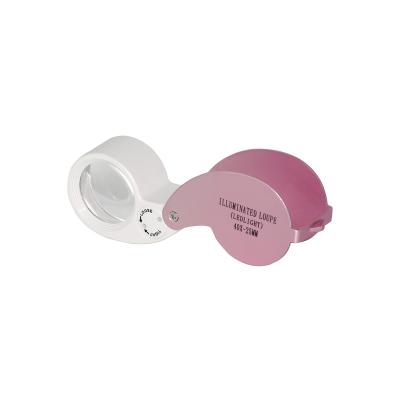 China Pink 25mm Diamond Checking Magnifier Gemstone Illuminated Professional LED Gem Magnifying Glass GemTrue Porket for sale