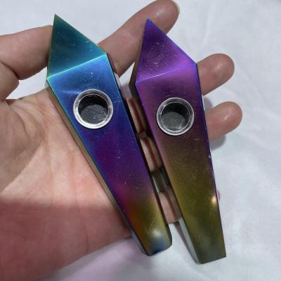 China China Angel Aura Quartz Smoking Pipes Gemstone Smoking Pipe Weed Natural Plated High Quality Crystal Accessory for sale