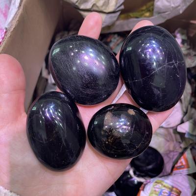 China China Wholesale Natural High Quality Black Tourmaline Palm Stone Quartz Crystal Palm Gemstone For Healing for sale