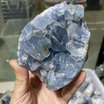 China China High Quality Celestite Dark Blue Group Egg Shape Healing Quartz Crystal Rough Stone Stones For Home Decor for sale