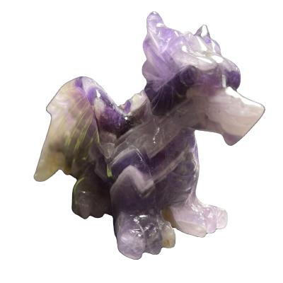 China China Customized High Quality Natural Crystal Animal Dream Carving Dragon Amethyst Folk Carvings Fly Crafts For Gifts for sale