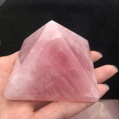 China Wholesale High Quality Natural Pyramid Rose Quartz Crystal Carved Crystal Gemstone From China For Gifts for sale