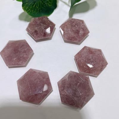 China China Hexagon Quartz Gemstone Rose Gemstone Pendulums Seeing Natural Pink Crystal Stone Carvings For Sale for sale