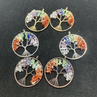 China Wholesale Natural Cheap Chakra Tree of Life China Wrap Crystal Stone Pendant 7 Wire Pendants For Jewelry Gift for sale