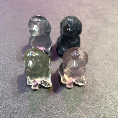 China China high quality colorful natural crystal fluorite dog shape for home decoration for sale