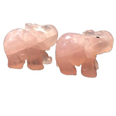 China China hot sale high quality natural rose quartz elephant shape gemstone jewelry for home decoration for sale