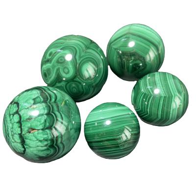 China High Quality Natural Polished China Malachite Gemstone Sphere Quartz Crystal Ball Healing Stones For Home Decor for sale