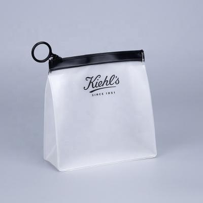 China Mini Recyclable PVC Cosmetic Bag Toiletry Packaging Frosted Zipper Lock Plastic Bag for sale