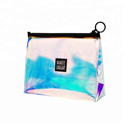 China Custom Printed Makeup Cosmetic Bag Pvc Holographic Bag Recyclable for sale