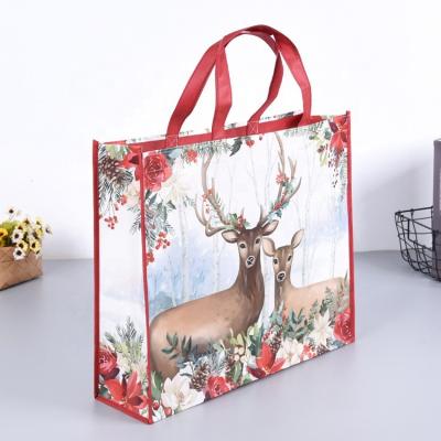 China Stylish Promotional Christmas Tote Bag Reusable Shopping Grocery Packaging Non Woven Bag for sale