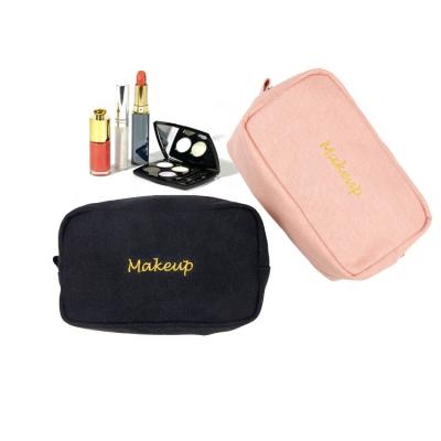 China Fashion Canvas Beauty Pouch Custom Luxury Cotton Make Up Zipper Bag for sale